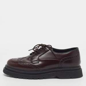 Pre Owned Prada Size 41 Brown Leather Lace Up Oxfords