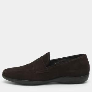 Pre Owned Prada Size 41.5 Brown Suede Penny Loafers
