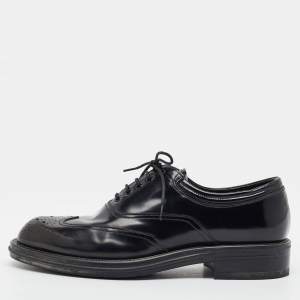 Pre Owned Prada Size 39 Black Brushed Leather Brogues