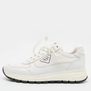Pre Owned Prada Prax 01 Size 39 White Leather and Nylon Low Top Sneakers