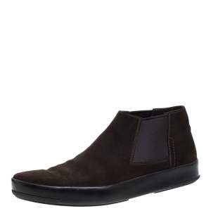 Prada Brown Suede Slip On Ankle Boots Size 43