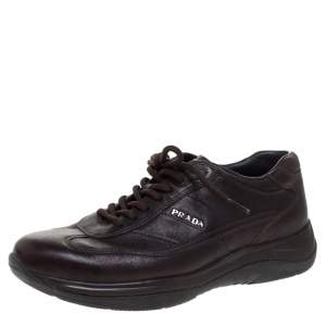 Prada Brown Leather Lace Up Sneaker Size 40