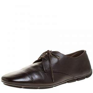Prada Dark Brown Leather Lace Up Derby Size 41