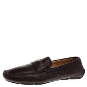 Prada Brown Leather Slip On Loafers Size 41