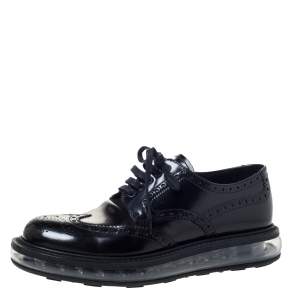 Prada Black Brogue Leather Lace Up Derby Sneakers Size 39.5