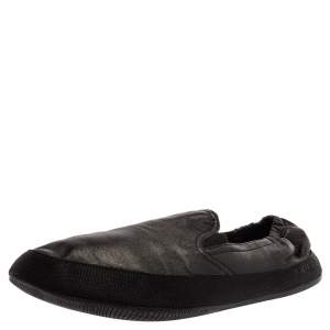 Prada Black Leather Scrunch Slip On Sneakers Size 43