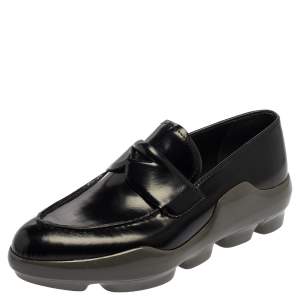 Prada Black Leather Slip On Loafers  Size 38