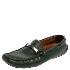 Prada Green Leather Slip On Loafers Size 42.5