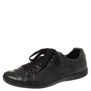 Prada Sports Black Leather Low Top Sneakers Size 44