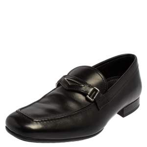 Prada Black Leather Penny Loafers Size 40