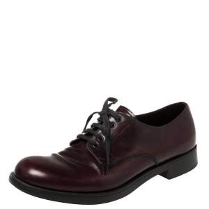 Prada Burgundy Leather Lace Up Oxfords Size 42