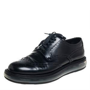 Prada Black Brogue Leather Air Sole Lace Up Derby Size 43.5