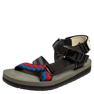 Prada Multicolour Fabric Teva Ankle Strap Flat Sandals Size 41
