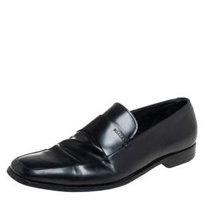 حذاء لوفرز سليب أون برادا جلد أسود مقاس 43.5