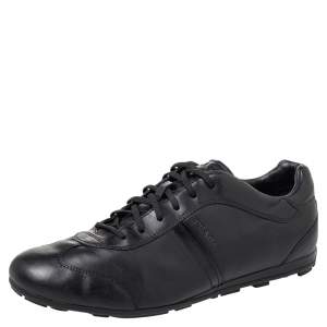 Prada Sport Black Leather Low Top Sneakers Size 45