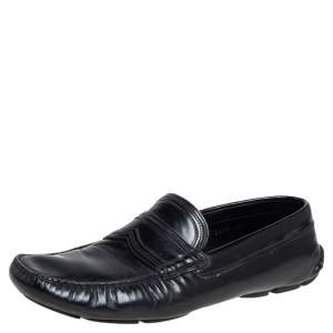 Prada Black Leather Penny Slip On Loafers Size 42.5