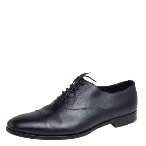 Prada Black Saffiano Leather Lace Up Oxfords Size 43.5