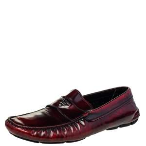 Prada Burgundy Leather Slip on Loafers Size 44.5