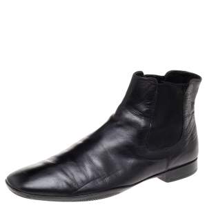 Prada Black Leather Chelsea Boots Size 41.5