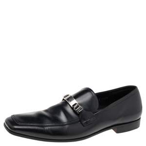 Prada Black Leather Slip on Loafers Size 43.5 