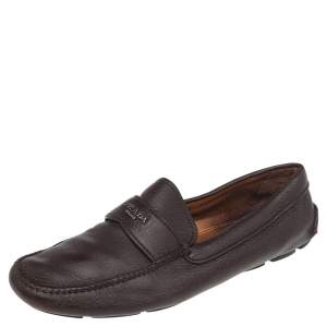 Prada Brown Leather Slip On Loafers Size 42.5