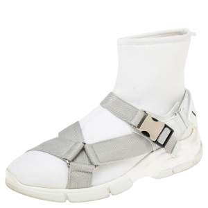 Prada White Fabric Verco High Top Sneakers Size 42