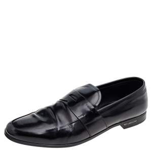 Prada Black Leather Slip on Loafers Size 45