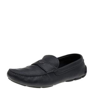 Prada Black Leather Slip On Loafers Size 42.5