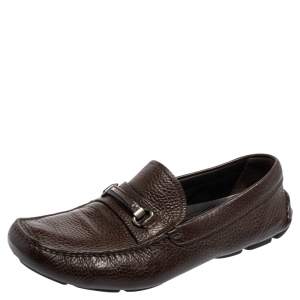 Prada Brown Leather Penny Slip On Loafers Size 42