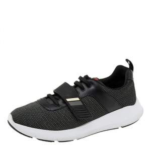 Prada Black Fabric Velcro Strap Lace-Up Sneakers Size 39.5