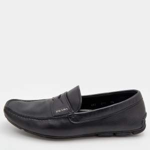 Prada Black Leather Slip On Loafers Size 43.5