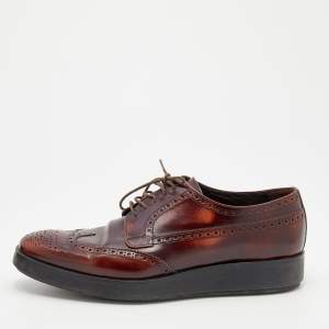Prada Two Tone Brogue Leather Lace Up Derby Size 41 