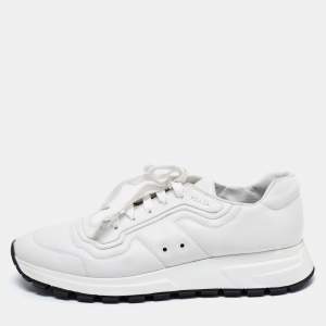Prada White Leather Low Top Sneakers Size 43