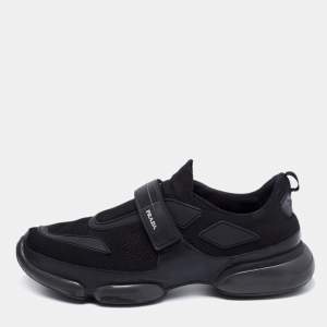 Prada Black Knit Fabric And Rubber Cloudbust Sneakers Size 41.5