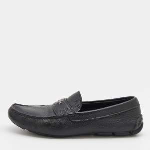 Prada Black Leather Slip On Loafers Size 42