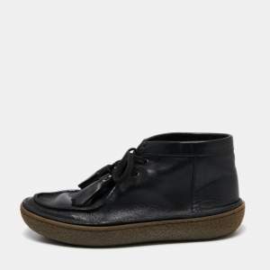 Prada Black Leather Clarks Ankle Boots Size 41