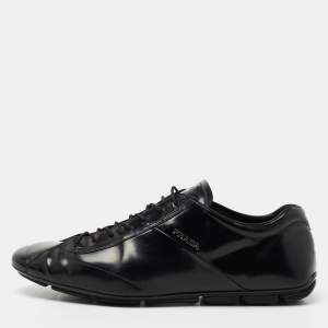 Prada Black Leather Lace Up Sneakers Size 43.5 