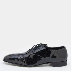 Prada Black Patent Leather Lace Up Oxfords Size 46