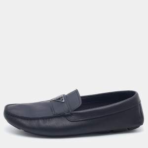 Prada Black Saffiano Leather Slip On Loafers Size 42.5
