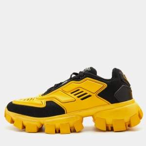 Prada Yellow/Black Knit Fabric and Rubber Cloudbust Thunder Sneakers Size 41