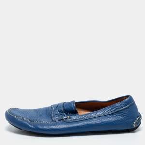 Prada Blue Leather Penny Loafers Size 42.5