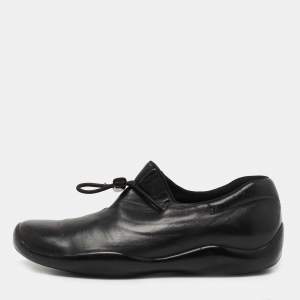 Prada Black Leather Low Top Sneakers Size 40.5 