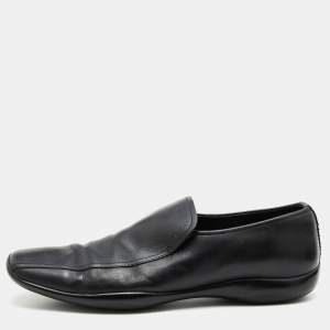 Prada Sport Black Leather Slip On Loafers Size 44