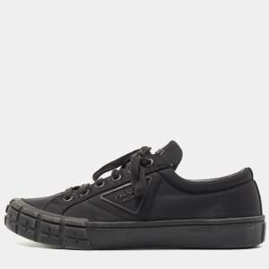 Prada Black Nylon Wheel Cassetta Low Top Sneakers Size 42.5