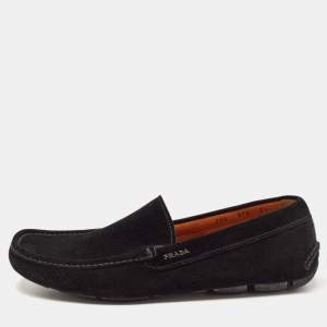 Prada Black Suede Penny Loafers Size 42.5