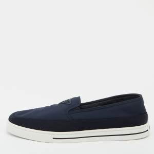 Prada Blue Nylon Sneakers Slip-On Sneakers Size 42