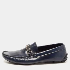 Prada Navy Blue Leather Slip On Loafers Sie 41.5 