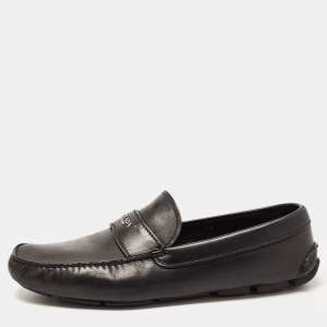 Prada Black Leather Slip On Loafers Size 43.5 
