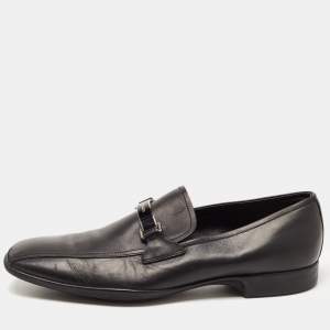 Prada Black Leather Slip On Loafers Size 44