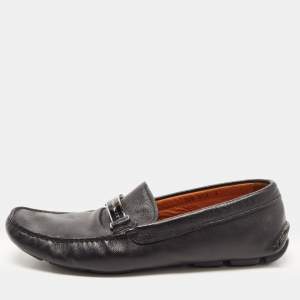 Prada Black Saffiano Leather Slip On Loafers Size 42
